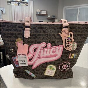 Juicy Couture Brown Tote with Pink Logo